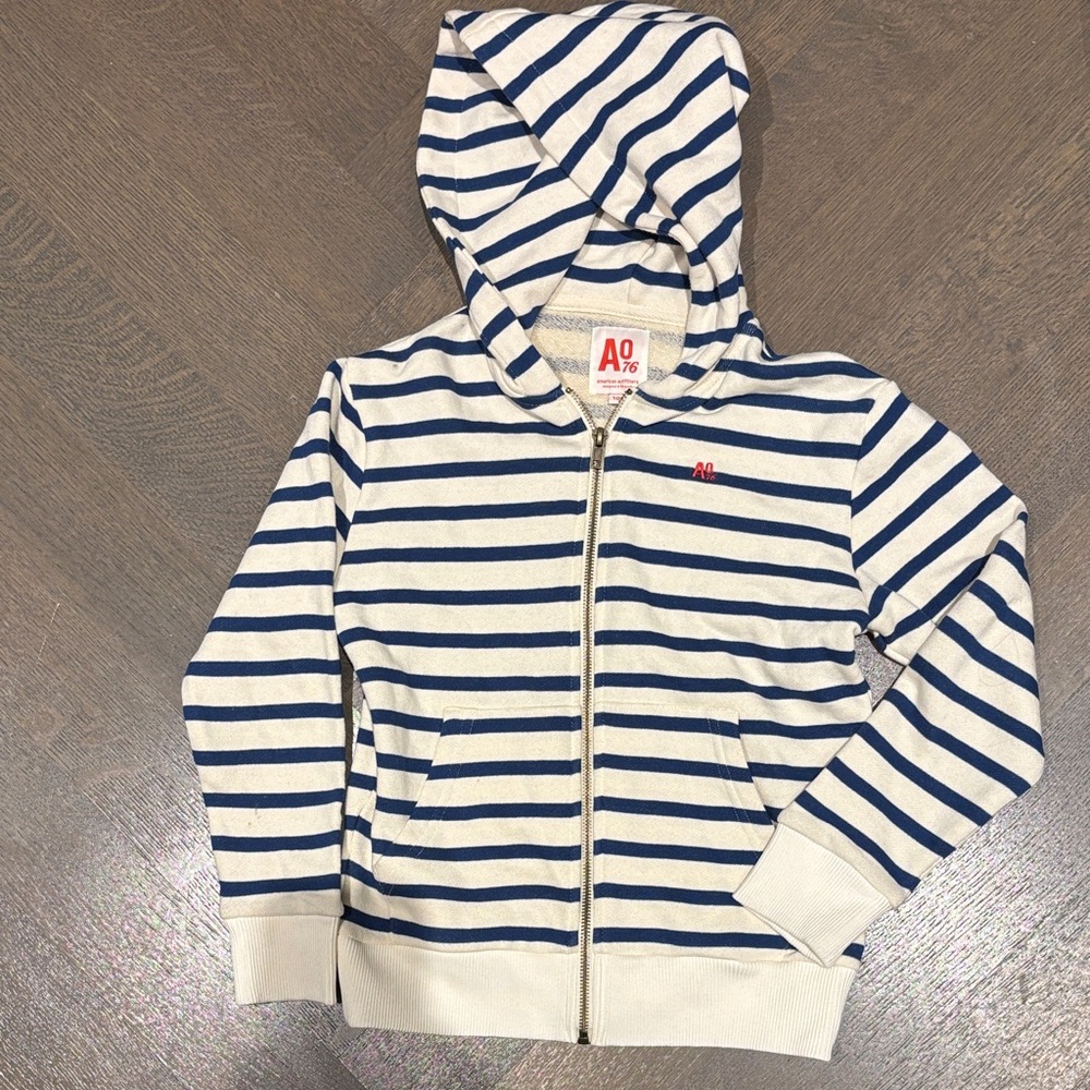 American outfitters, designed in Belgium Striped Kids Hoodie - Blue and White.